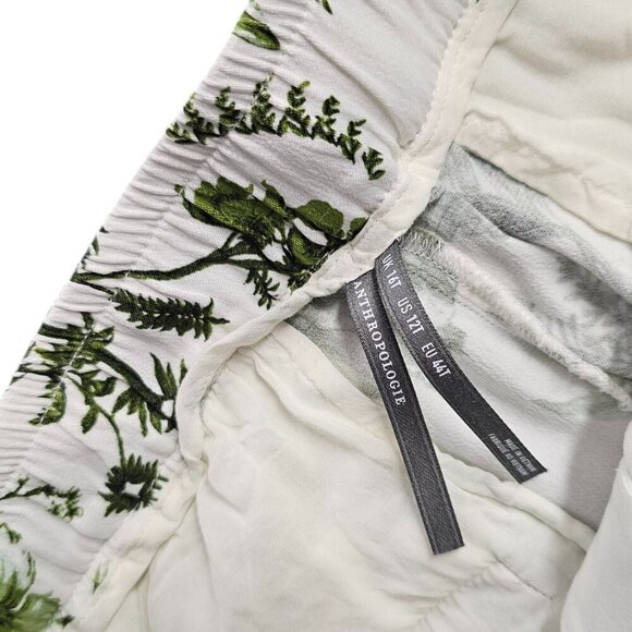 Anthropologie Pull-On Silky Pants, Green Floral Print, Wide Leg, Size 12 Tall - Picture 9 of 11